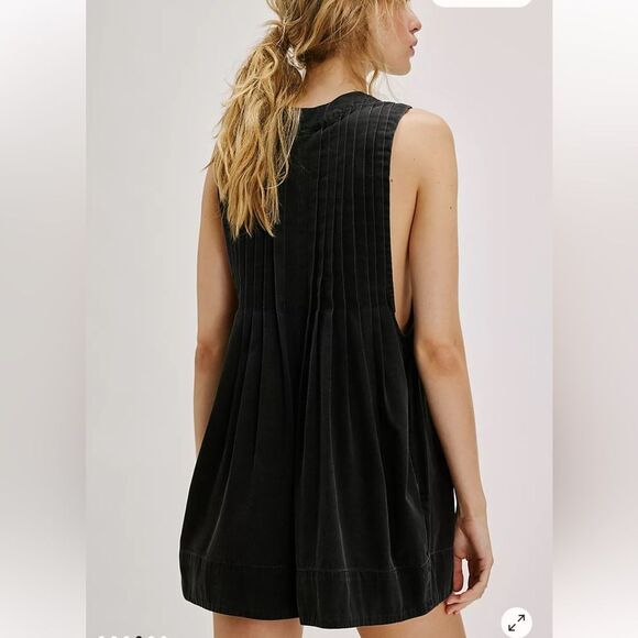 Free People Webster romper Black Sleeveless cotton one piece jumpsuit $128 XL - Picture 6 of 12